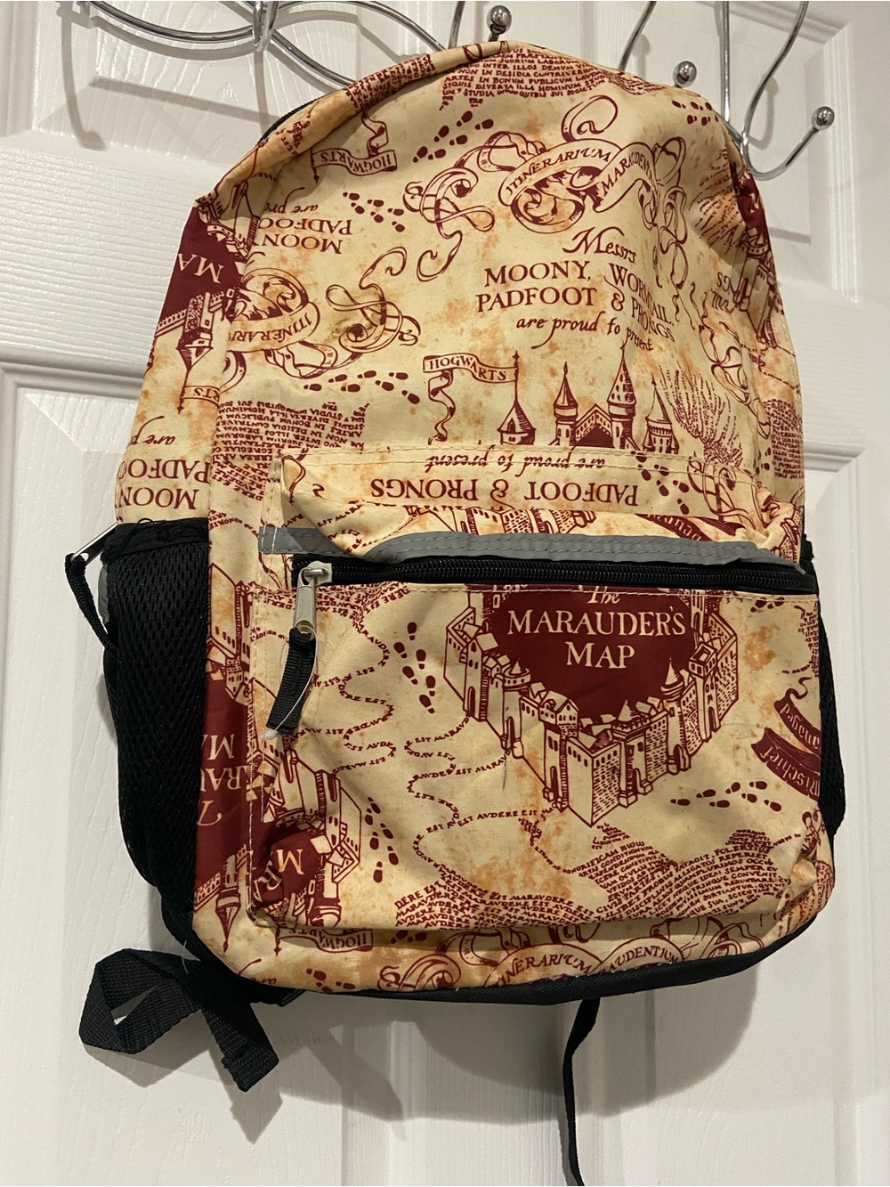 Marauder's Map Graphic Backpack - Beige & Maroon